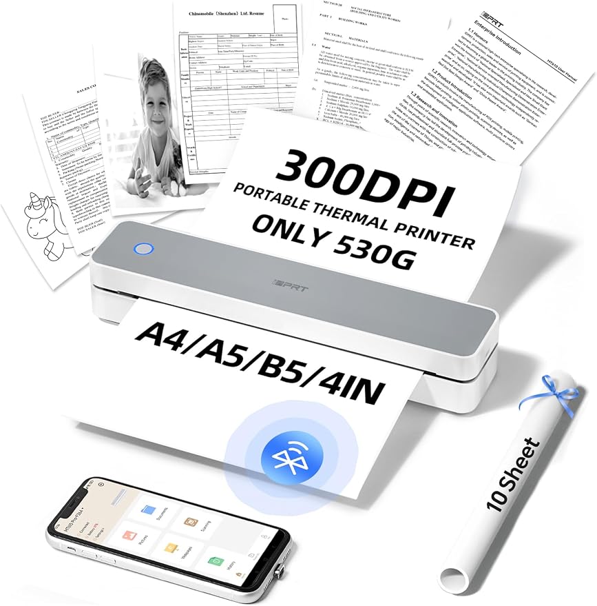 iDPRT MT610Pro Portable Thermal Printer, 300DPI HD Mobile-Travel-Printers