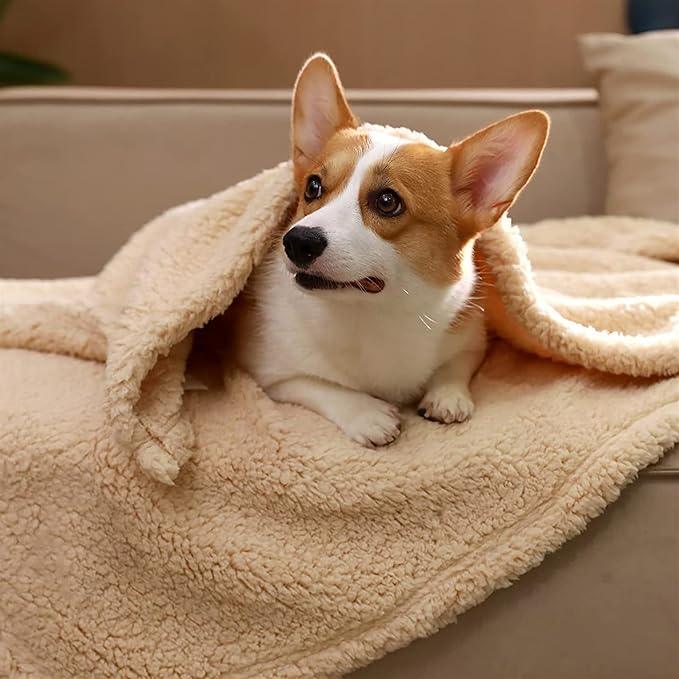 Pet Blankets for Couch Sofa Bed Dog Blankets Reversible Cat Blanket Soft Furniture Protector Cover for Small Medium Large Dogs Cats, Brown, 65 x 83 inches