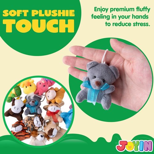 JOYIN Mini Animal Plush Toy Assortment - 36 Pack of 3" Stuffed Animals | Perfect Party Favors for Kids