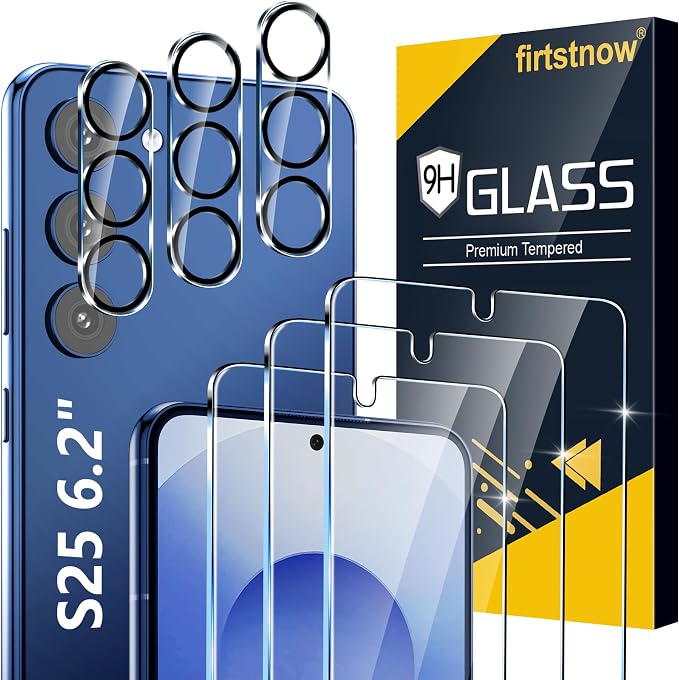 firtstnow 3 Pack for Samsung Galaxy S25 Screen Protector Tempered Glass + 3