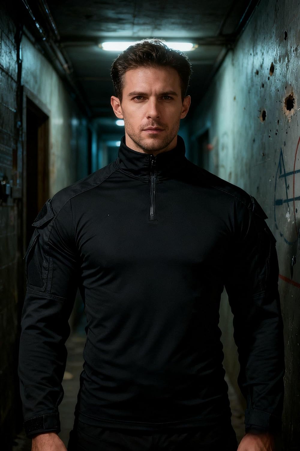 Skiennix Tactical Shirt - G3 Camo Long Sleeve Combat Shirt with 1/4 Zip & Pockets for Men