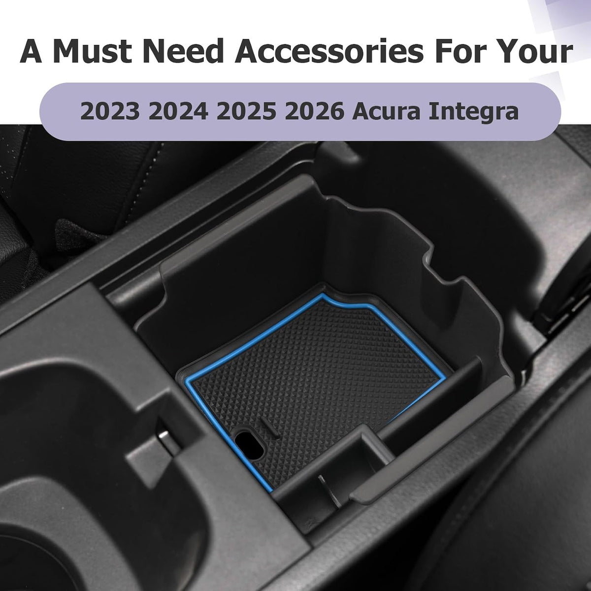 LUWU 2026 2027 Acura Integra Center Console Organizer for 2023 2024 2025 2026 2027 Acura Integra Accessories Armrest Console Storage Box Insert Tray ABS Material Blue-Trim