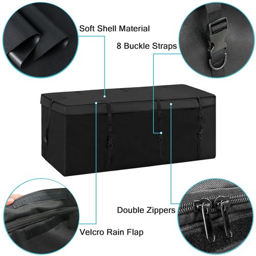 Hitch Mount Cargo Carrier Bag 100% Waterproof Cargo Traveling Bag for Car Truck SUV Vans' Hitch Trays, 12.5 Cubic Feet Heavy Duty Vehicle Soft Shell Safe Steady Durable Soft (Hitch Cargo Bag)