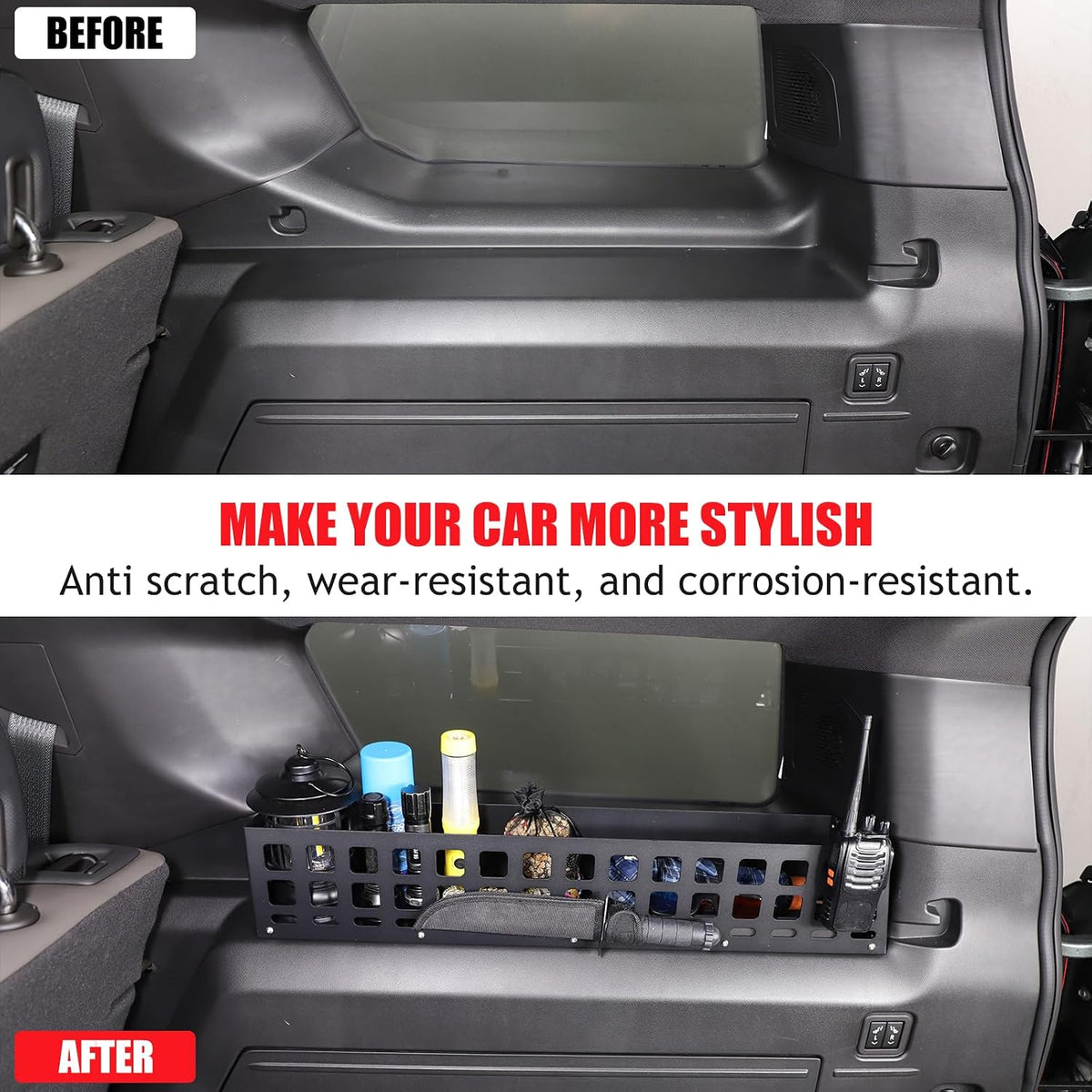 Aluminum Rear Trunk Organizer Compatible with 2024 2025 2026 Hummer EV Accessories Trunk Storage Cargo Management System Rack Modular Storage Box Basket (Right Side-Black)