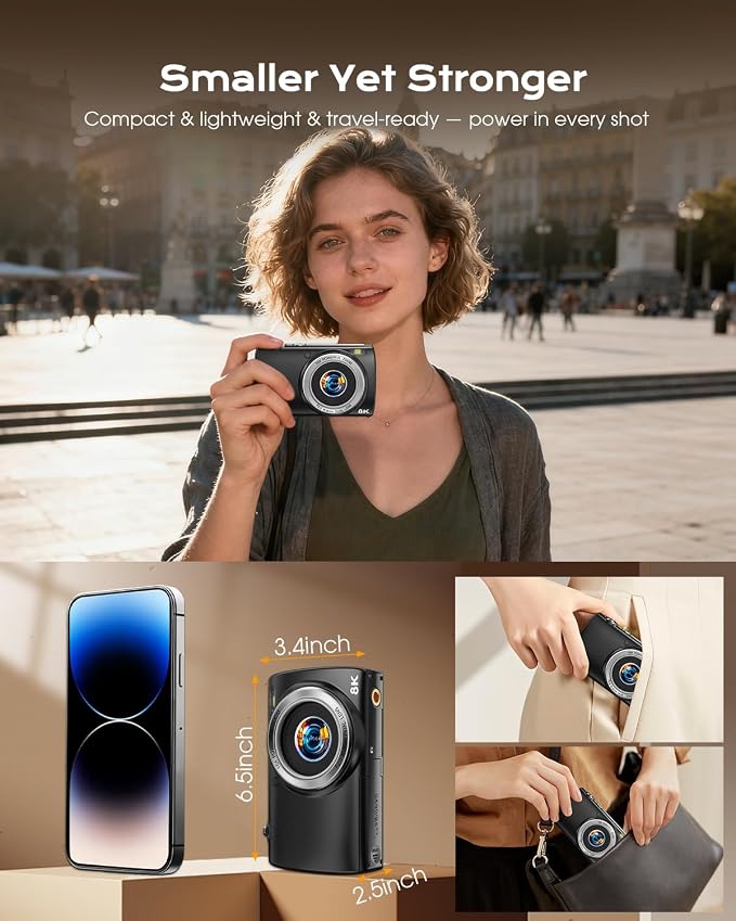 8K Digital Camera for Photography, 2026 Latest WiFi 88MP Vlogging Camera for
