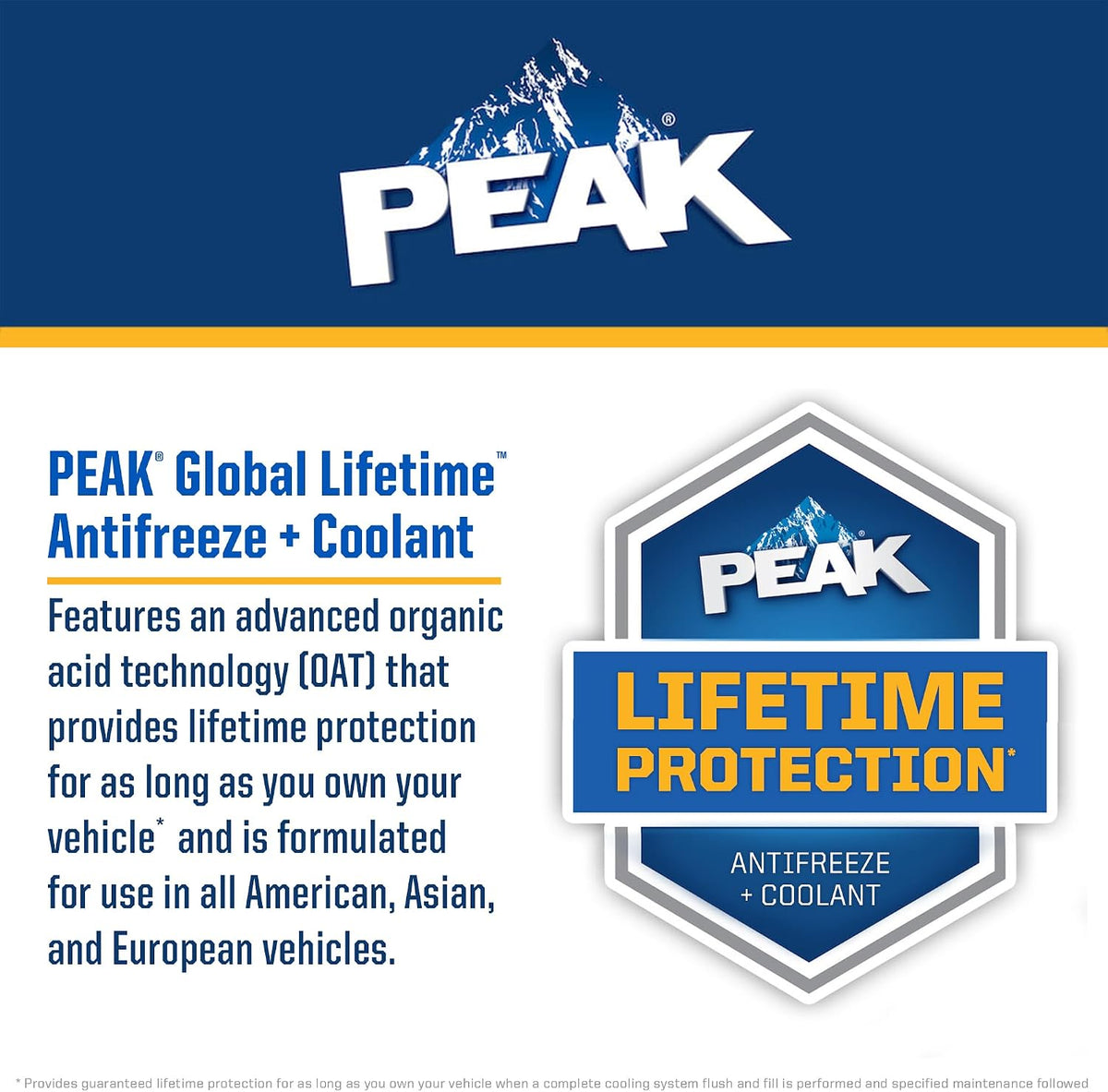 PEAK Global Lifetime Concentrate Antifreeze and Coolant for All Vehicles, 1 Gal.