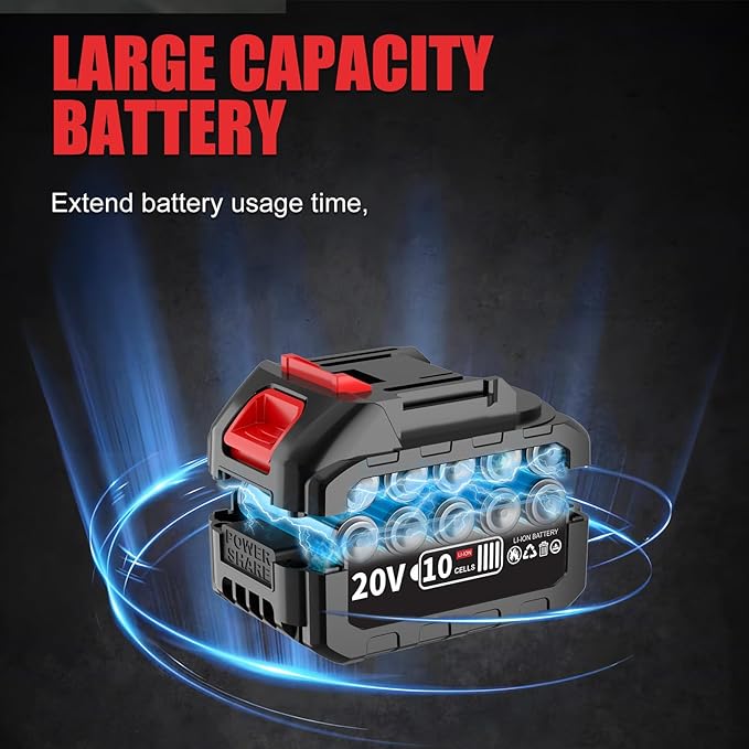 430N.m/320Ft-lbs Brushless Cordless Impact Wrench 1/2 Inch with 4.0Ah Battery and Charger, High Torque Electric Impact Gun, Power Drill Driver for Car/DIY Furniture/Lawn Mower, 2 Batteries