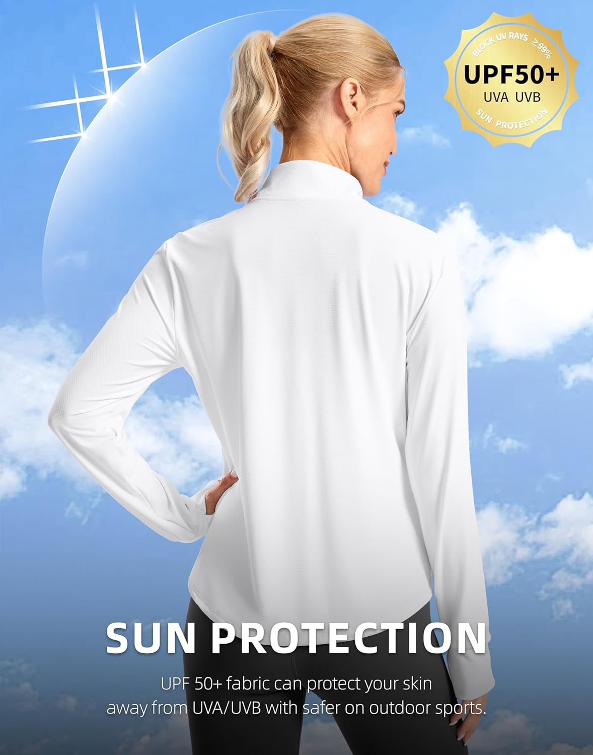 Soothfeel Women's Lightweight Athletic Jacket - UPF 50+ Sun Protection, Zip-Up, Long Sleeve | Ideal for Hiking & Workouts