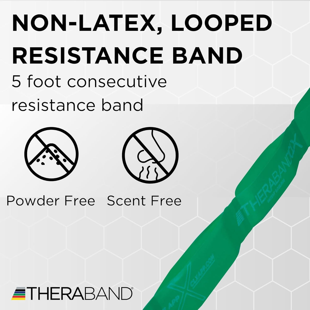 TheraBand CLX Resistance Band - 5-Foot Heavy Green Loop Band for Exercise, Mobility & Rehab