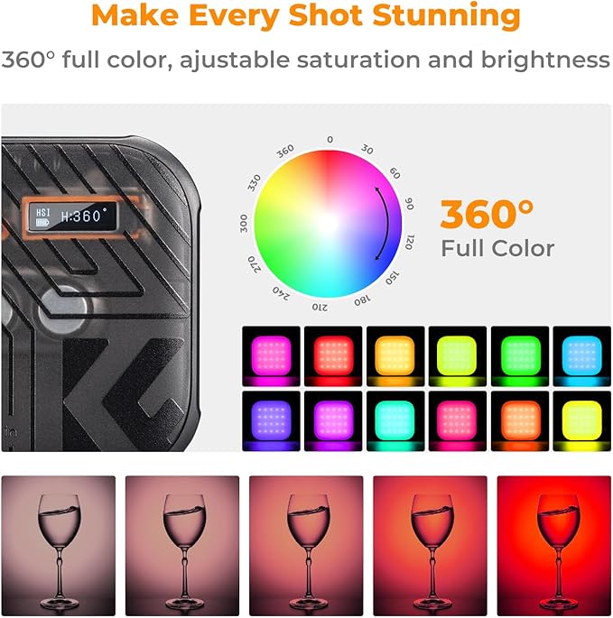 K&F CONCEPT RGB Video Light, 360° Full Color Portable Photography Light