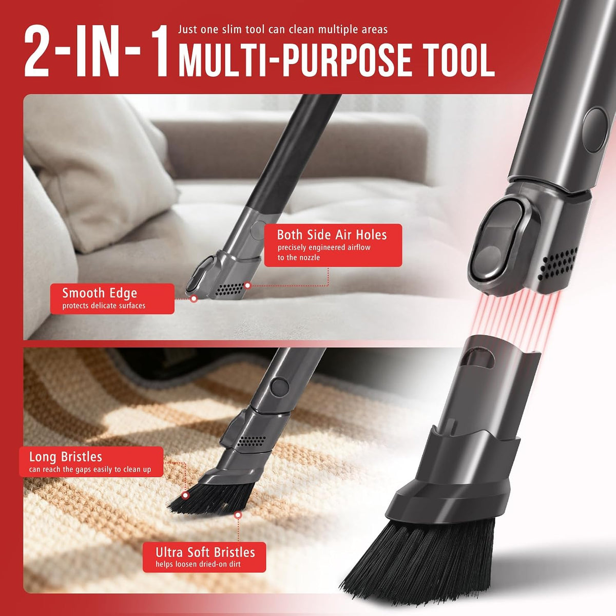 Extendable Flexible Crevice Tool Compatible with Dyson V7 V8 V10 V11 V12 V15 Gen5 Vacuum, Quick Release Slim Nozzle for Hard-to-Reach Gaps, Replacement Part 971433-01, Home & Car Cleaning Attachment
