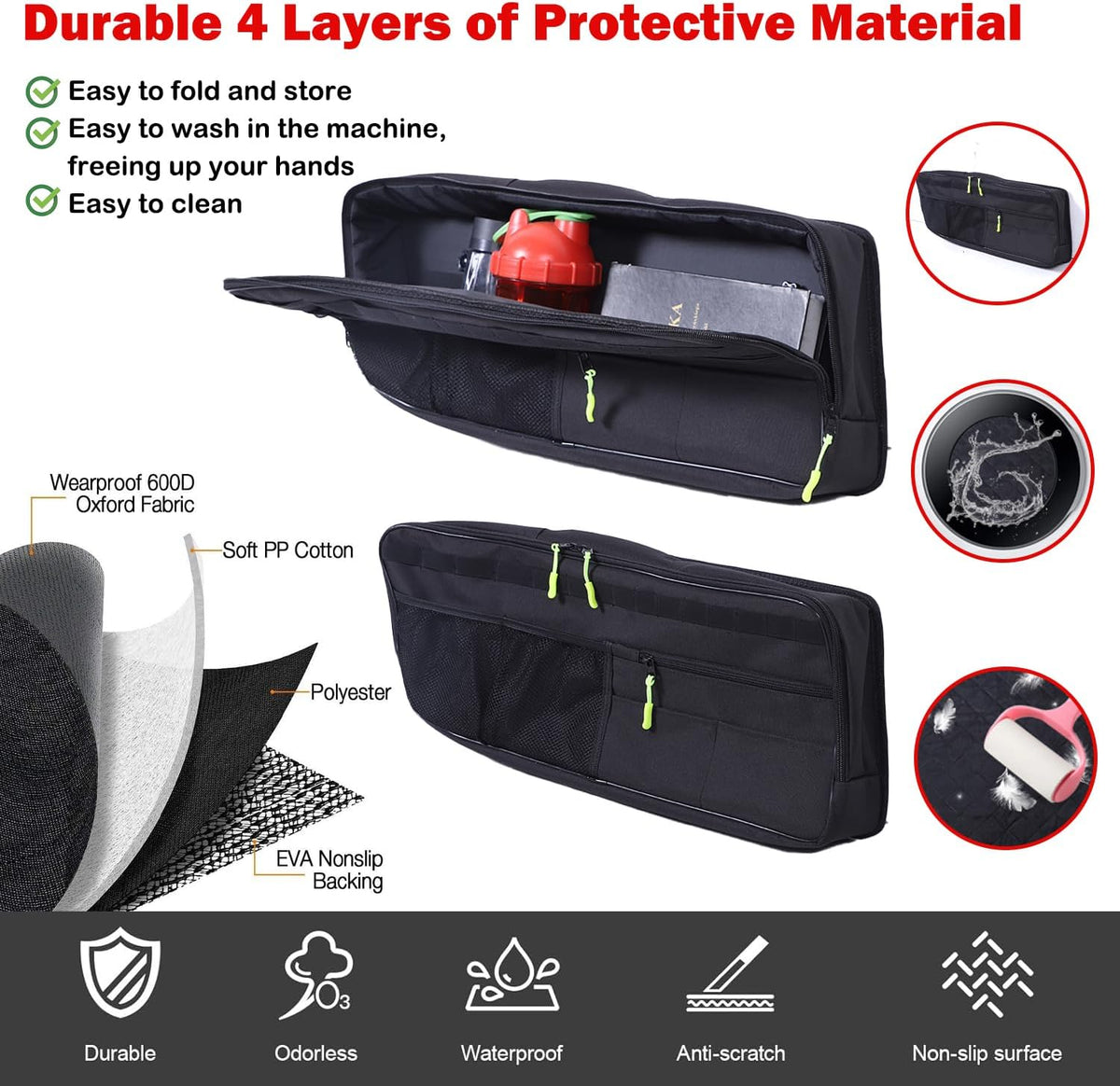 Car Trunk Organizer Storage Cargo for Hummer EV SUV Accessories Large Capacity Stable Foldable Multi-Function Trunk Side Window Luggage Storage Bag Rear Trunk Organizer for 2024 2025 2026 (Right)