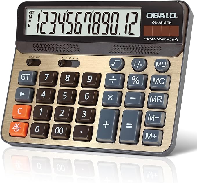 Desktop Calculator Extra Large 5-Inch LCD Display 12-Digit Big Number