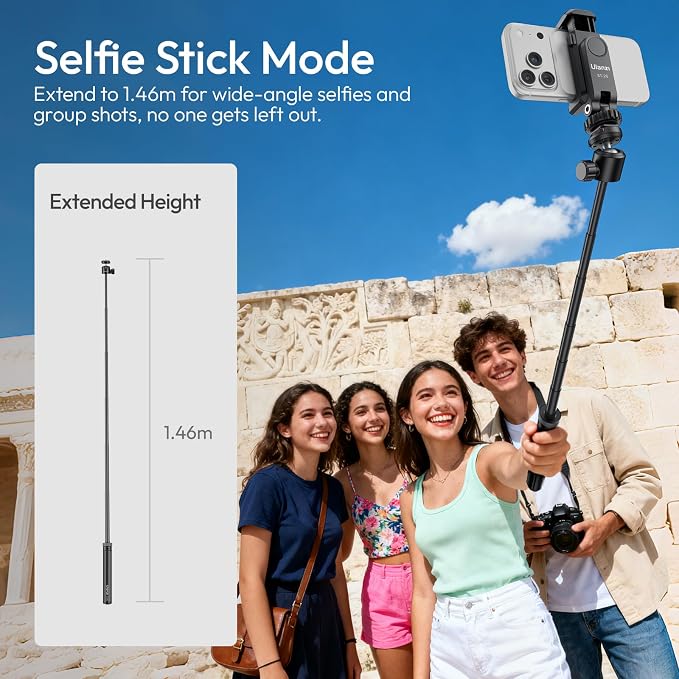 Upgrade 59" Tripod Stand w Auto-Open 4-Leg, ULANZI TT24 Vlogging Selfie Stick