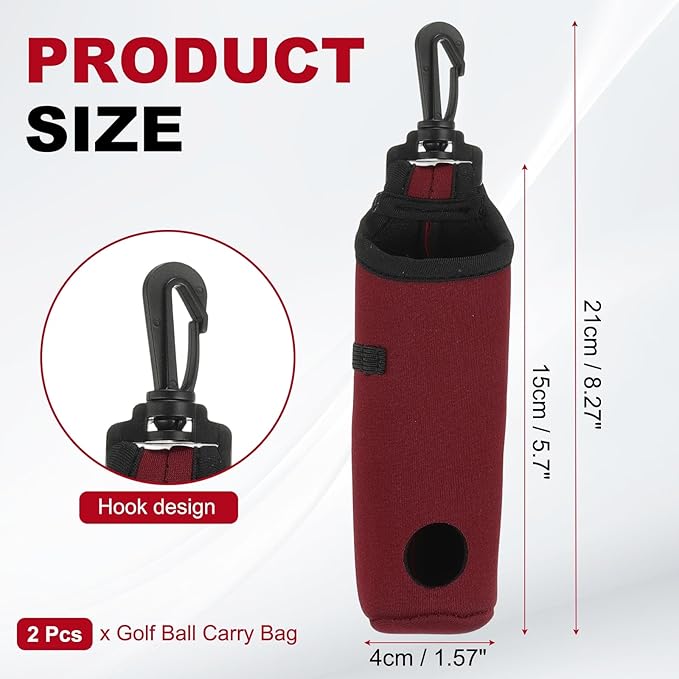 uxcell Golf Ball Carry Bag, Waist-Mounted Storage Bag Neoprene Golf Tee Holder Pouch with Lightweight Hook for Men and Women
