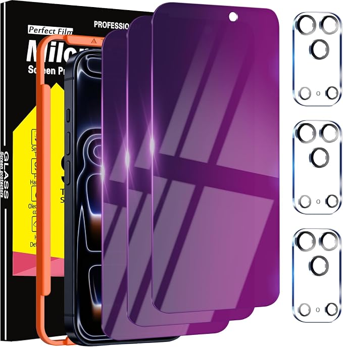 Milomdoi 3 Pack Gradient Colorful Privacy Screen Protector