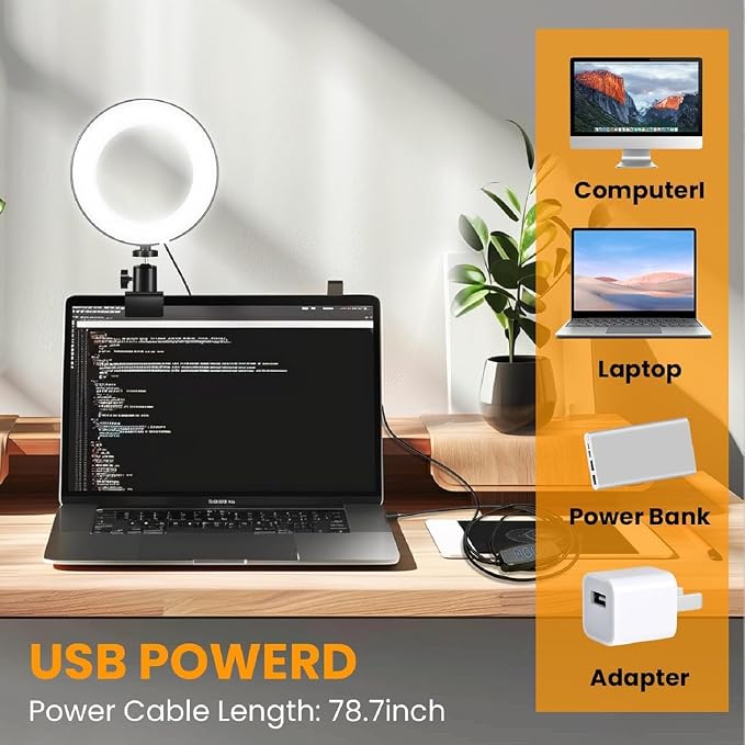 Video Conference Lighting Kit, Ring Light Clip on Laptop Monitor