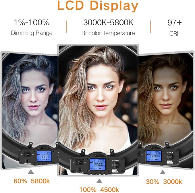 Pixel Ring Light, 55W 3000-5800K CRI≥97 Light Ring