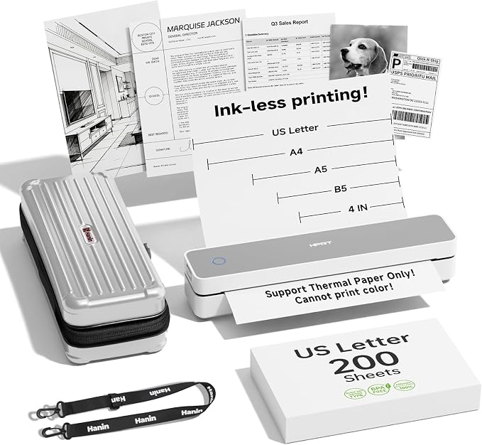 HPRT Portable Thermal Printer-Inkless Printer, Supports Thermal Paper&Labels
