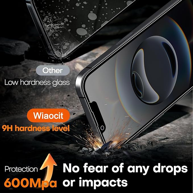 Wiaocit 3 Pack Tempered Glass Privacy Screen Protector