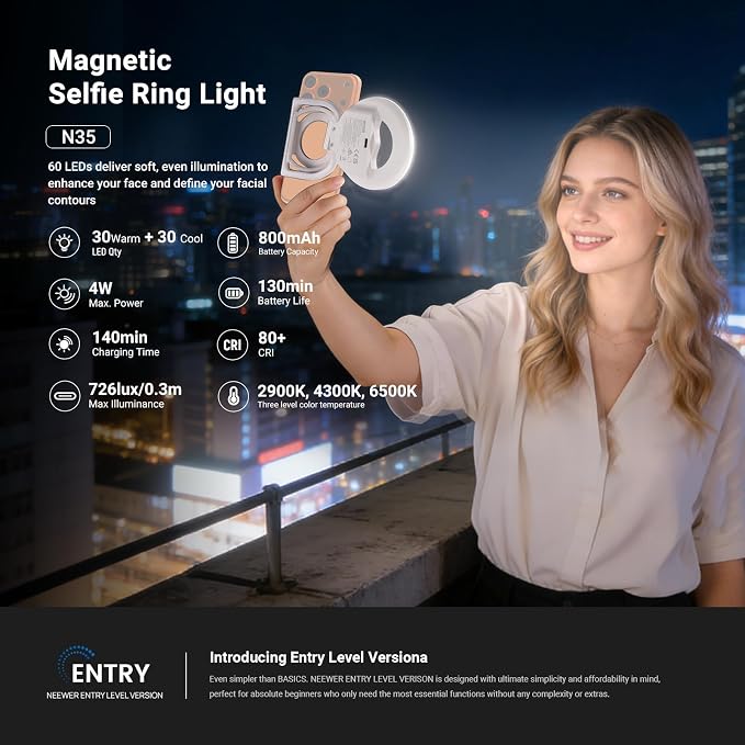 NEEWER ENTRY LEVEL VERSION N35 Magnetic Selfie Ring Light Compatible