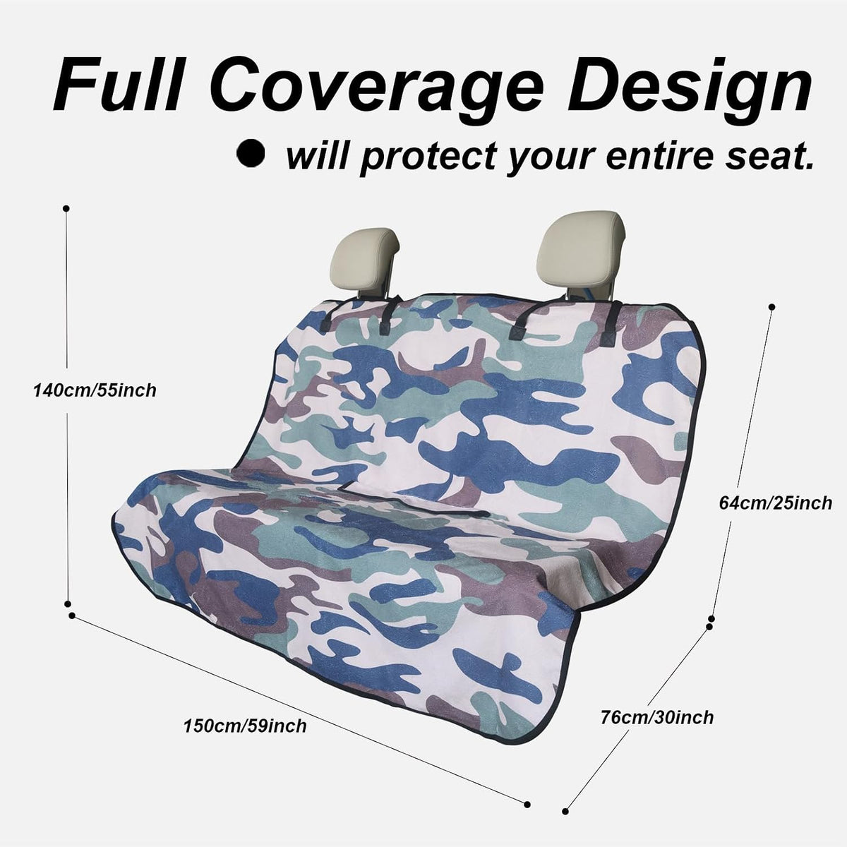 Sweat Towel Car Seat Cover Protector Front Seats for Gym Workout, Running, Swimming, Beach and Hiking, Waterproof Universal Seat Cover for Car, Trucks, Van & SUV (1, Camouflage, Rear Seat)