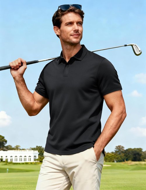 MAGCOMSEN Men's Polo Shirt - Short Sleeve, Breathable Dry Fit for Golf & Casual Wear