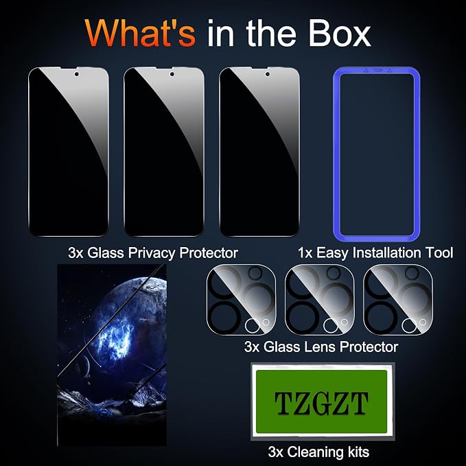TZGZT 3 Pack Privacy Screen Protectors