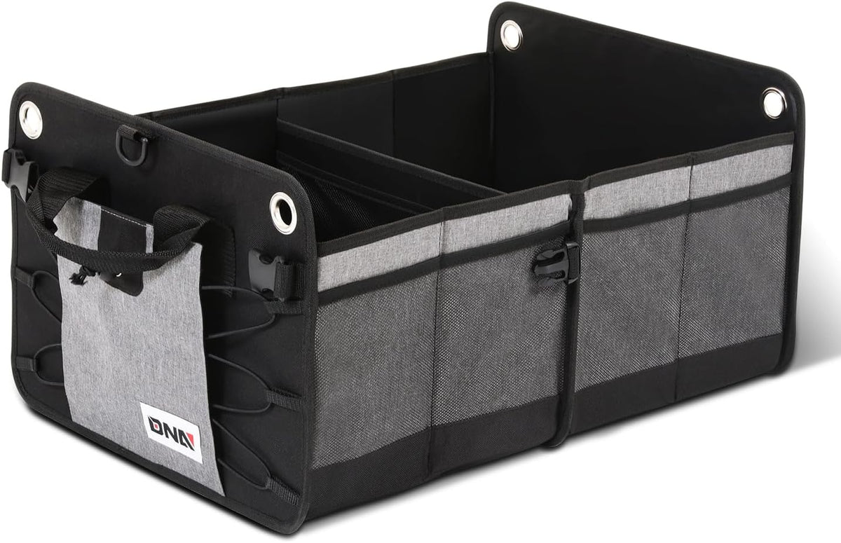DNA Motoring Trunk Organizer for Car, 70L Large Capacity Foldable Trunk Organizer, Multi Compartment Car Trunk Organizer for Women Men, Grey, TOOLS-00420