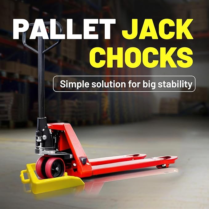 ROBLOCK Pallet Jack Chock Heavy Duty Wheel Chock, Pallet Jack Stopper for Truck 14.2" Length x 11.2" Width x 2" Height (2 Pack,Yellow)