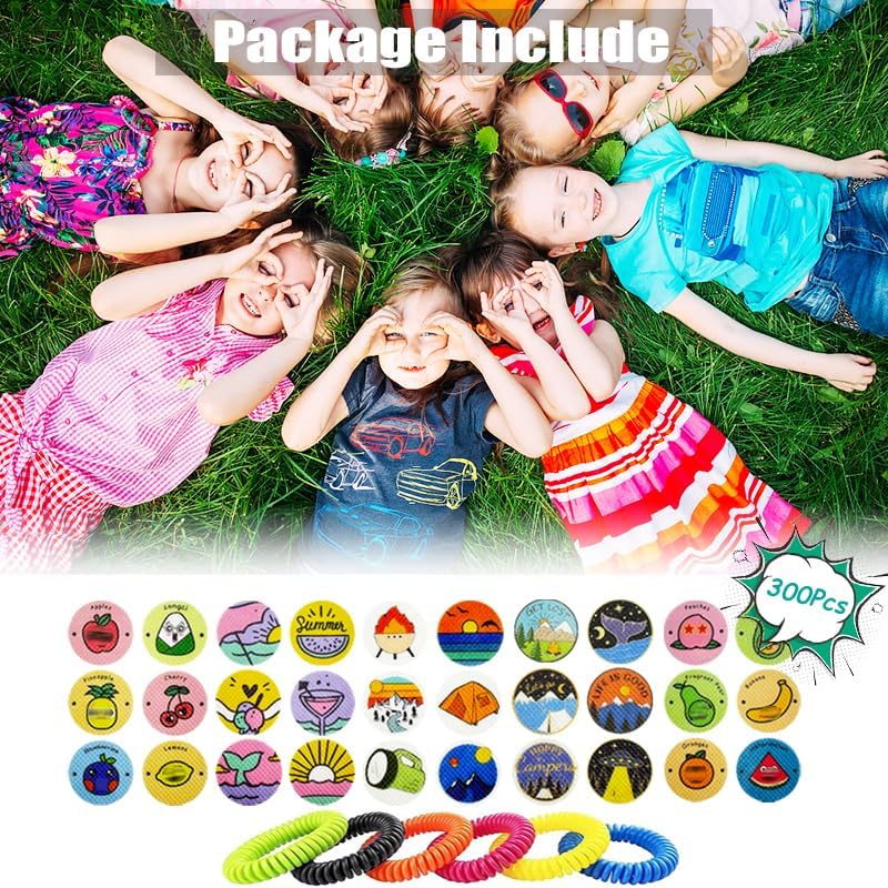 Skiennix Mosquito Repellent Stickers - 300 Pack for Kids & Adults | Natural Plant-Based with 6 Bracelets