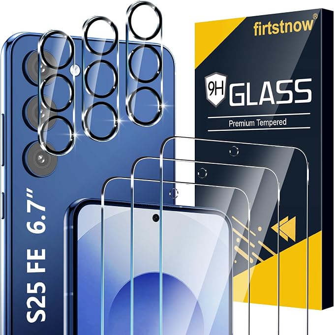 firtstnow 3 Pack for Samsung Galaxy S25 FE Screen Protector Tempered Glass + 3