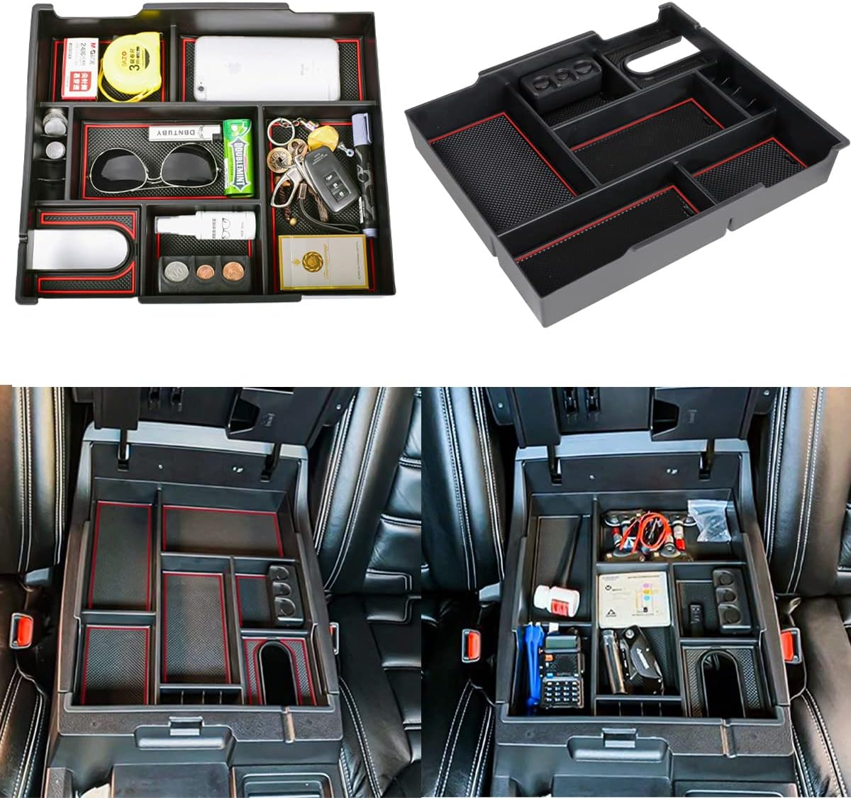 Center Console Organizer Tray for Toyota Tundra 2014-2021 Accessories, Red