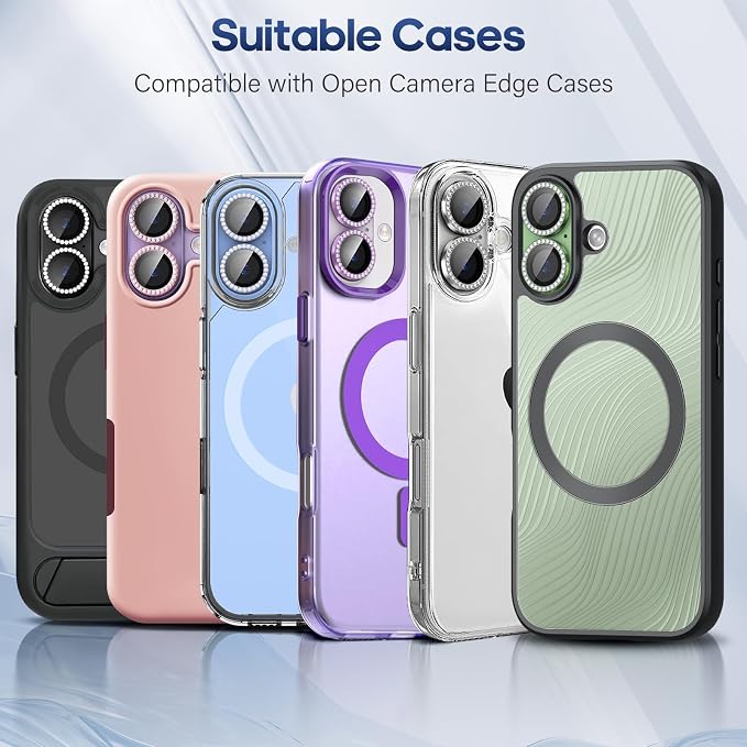 for iPhone 17 Camera Lens Protector Bling, Individual Diamond Metal Ring