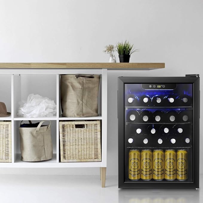 Antarctic Star Wine Cooler Beverage Refrigerator Mini Fridge 2.4 cu.ft | 16 Bottle Capacity, Clear Glass Door Quiet Freestanding Cellar for Beer Soda Bar