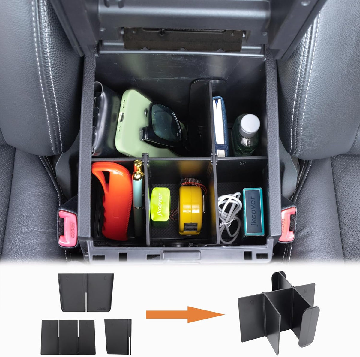 JKCOVER 3PCS Center Console Organzier For Toyota Tacoma 2016-2023