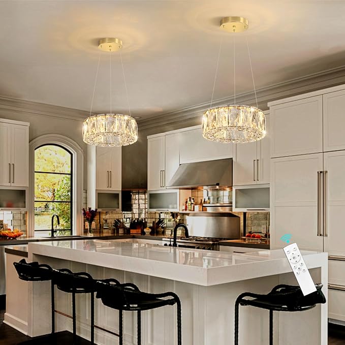 HAIXIANG Modern Crystal Chandelier Dimmable LED 8 Inch Ring Pendant Lights