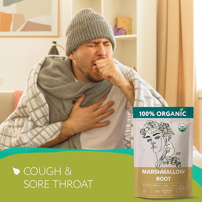 Organic Marshmallow Root (2 Pack) – All-Natural, Pure Herbal Tea for Soothing Throat & Digestive Health