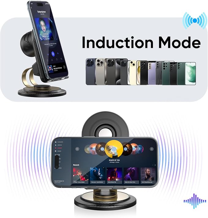 Wireless Induction Speaker, 4-in-1 Cell Phone Stand
