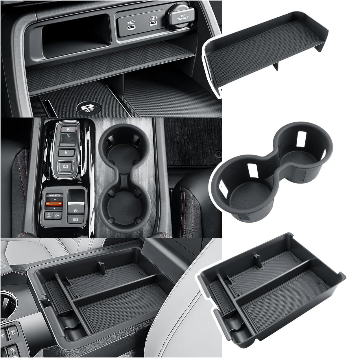 BIBIBO for 2026 Honda Passport Accessories Console Organizer 2026 Honda Passport Center Console Organizer+Cup Holder +Console Armrest Box Organizer Tray 2026 Passport Console Insert Organizer-3Packs