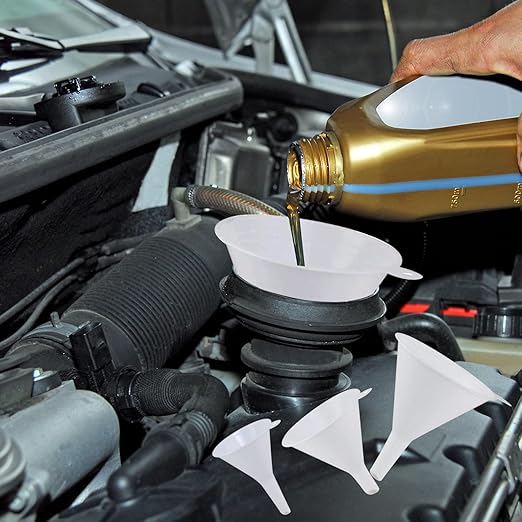 Plastic Funnel Set, Kitchen Funnels for Filling Bottles, Automotive Oil Funnels for Lubricants and Fluids, Leak-Proof Design Fits Cars, Motorcycles & Home Containers