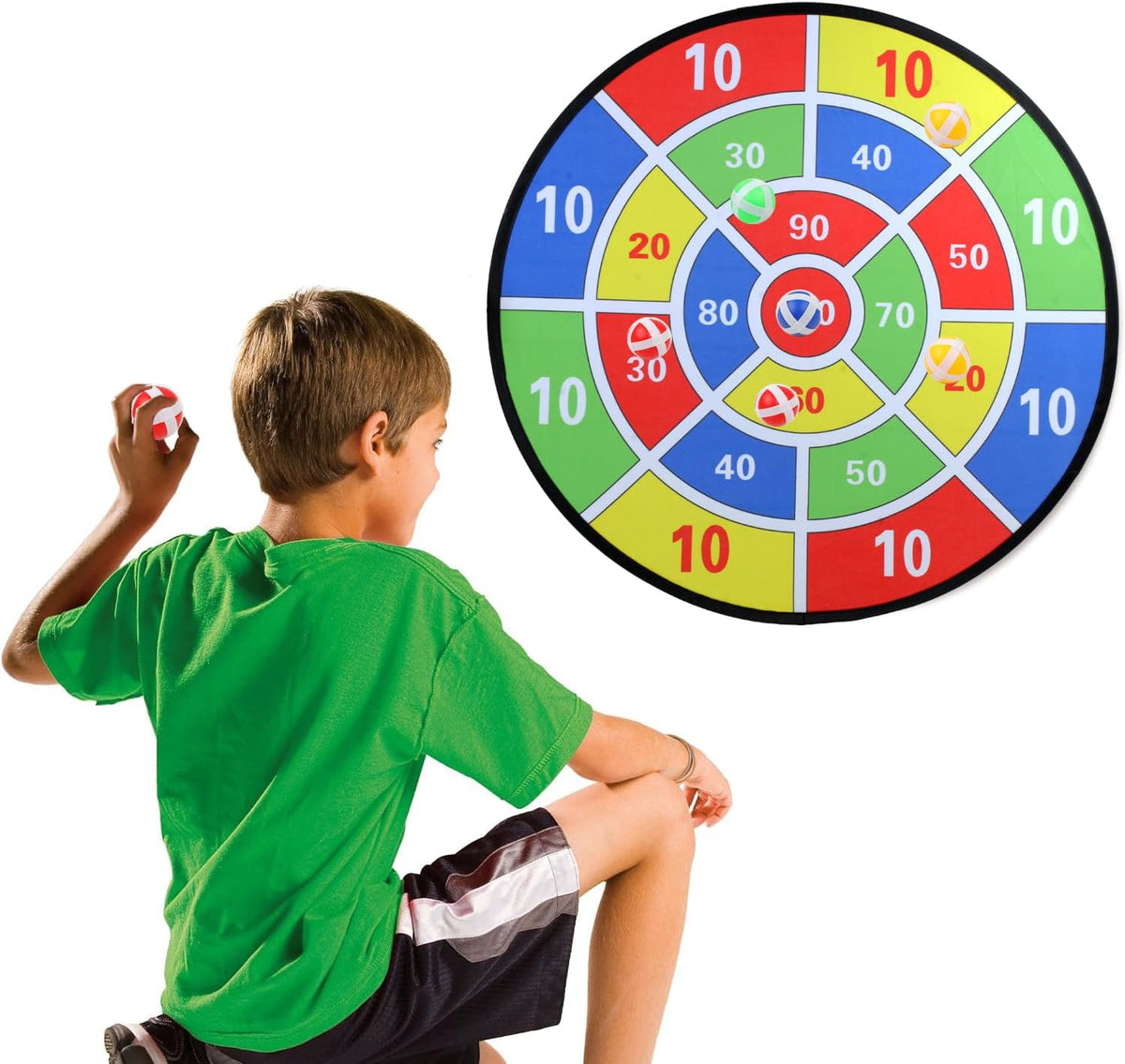 Skiennix Kids Dart Board Game Set - Large Sticky Dart Board with 24 Balls | Fun Indoor/Outdoor Game for Ages 3-10