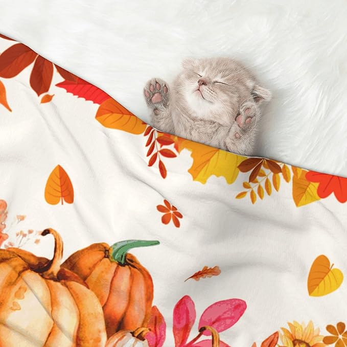 Pumpkins Blanket for Dog Cat - Orange Fall Throw Blanket 23x16 Autumn Pet Blanket for Couch Sofa Bed
