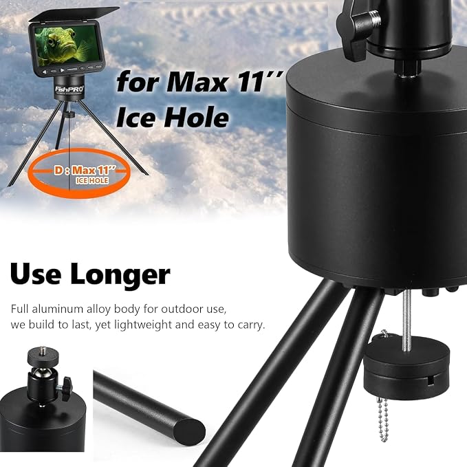 Tripod for Underwater Fishing Camera, For Max 11.1" Ice Hole 2 Fix Way