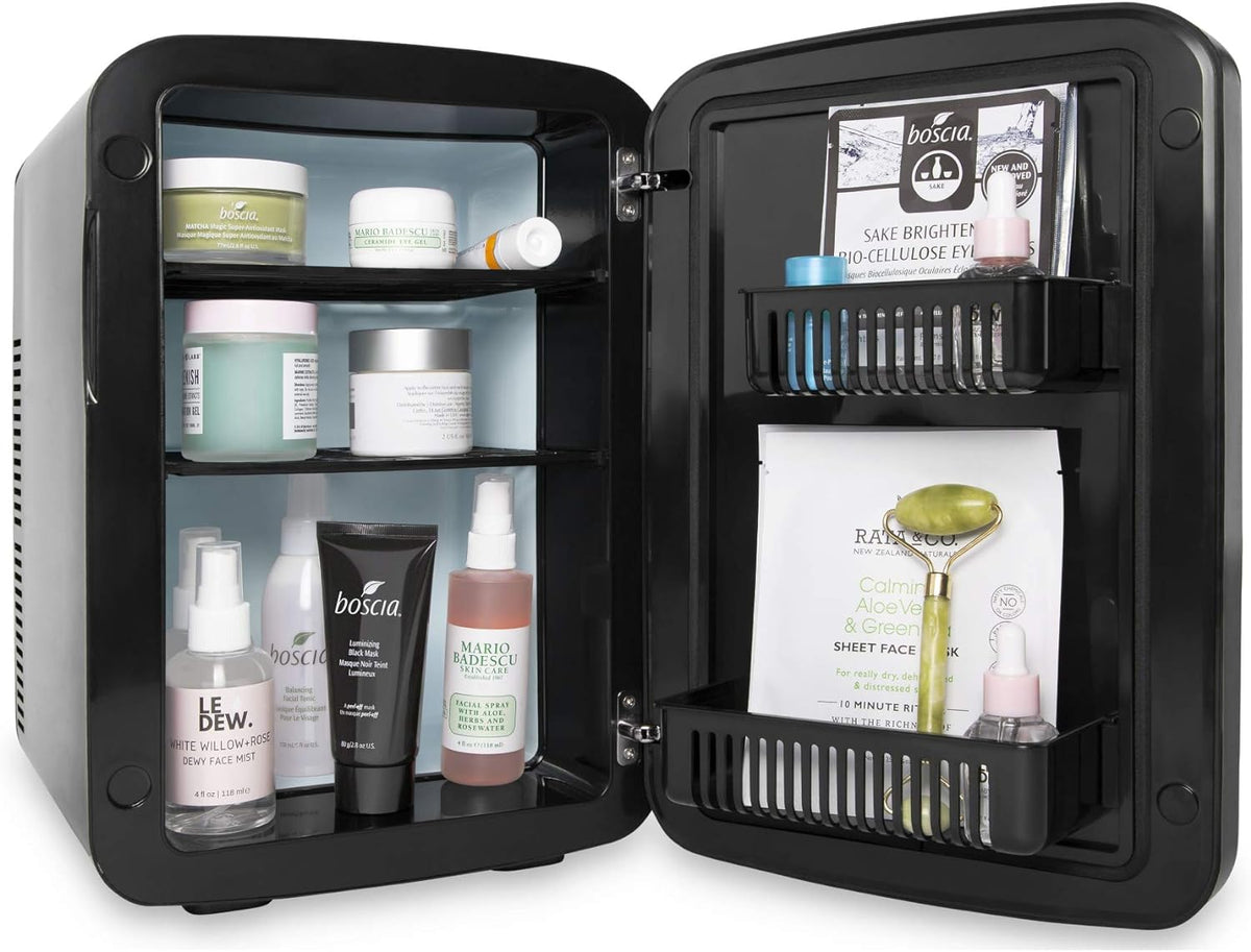 Cooluli 15L Mini Fridge with Magnetic Blackboard - Portable Small Refrigerator for Travel, Car & Office, V15LE2BK