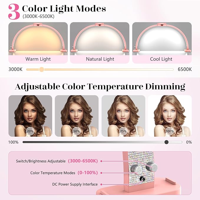 LIONVISON Half Moon Light for Nail Tech: 31 inch Lash LED Lamp - 48W Foldable