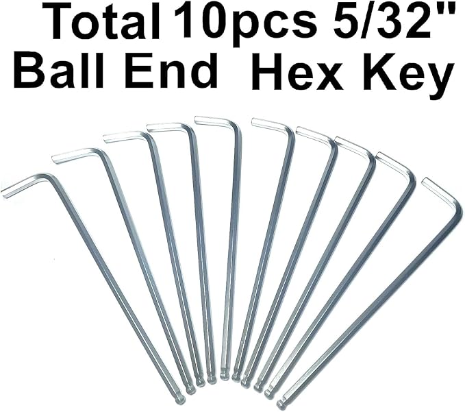 10pcs 5/32 Ball End Allen Wrench sets,5/32" Hex Key Wrench set,allen key Door Key L Shaped hex wrench set with Long Arm.
