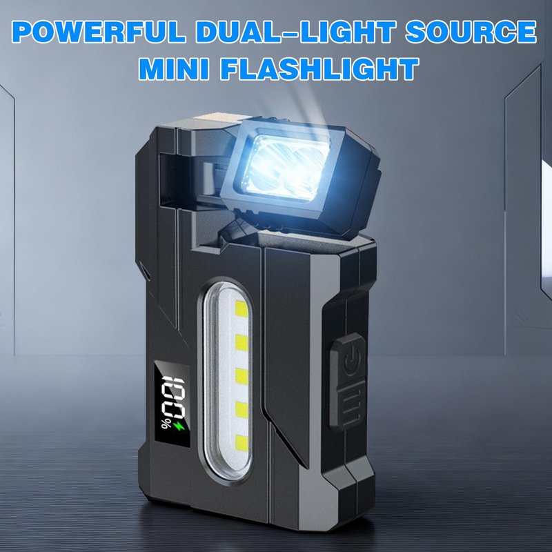 QentAnud EDC Flashlight 1200 Lumens, 2PCS Super Bright Rechargeable Mini Light with Rotatable Magnet, 3 Modes Dual Light, Portable Pocket Torch with Keychain for Outdoor Emergency Camping Daily Carry