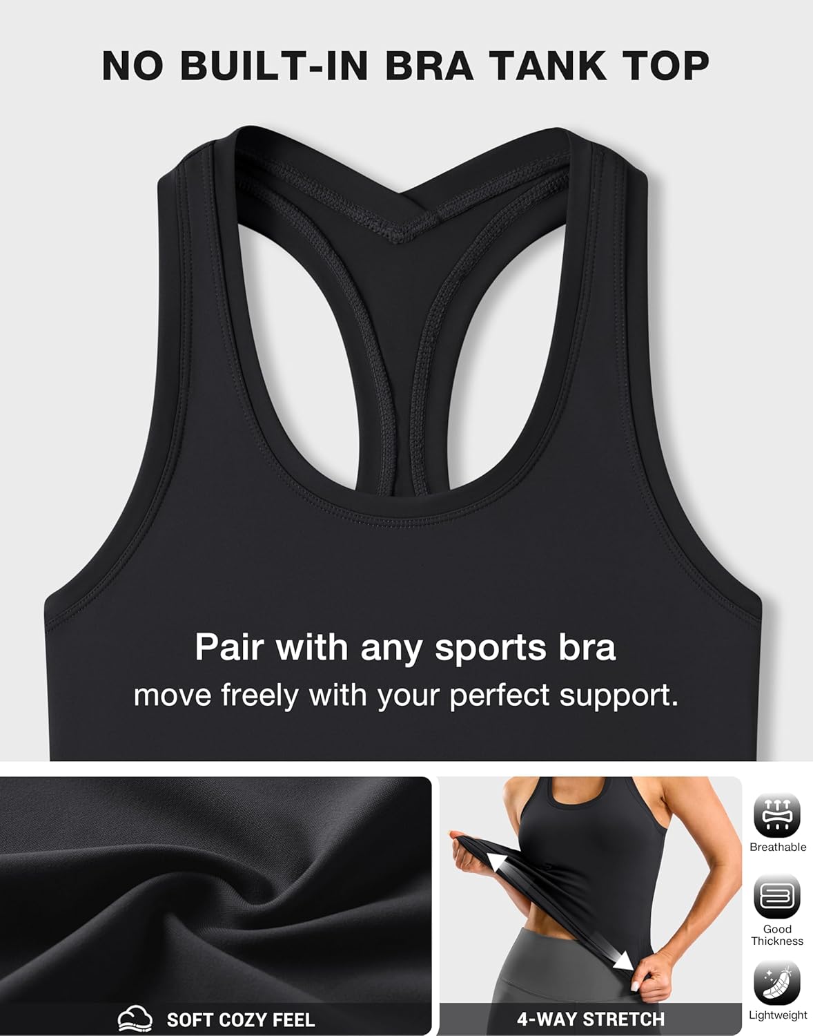SANTINY Workout Tank Tops for Women - Racerback Athletic Yoga & Gym Sleeveless Shirts