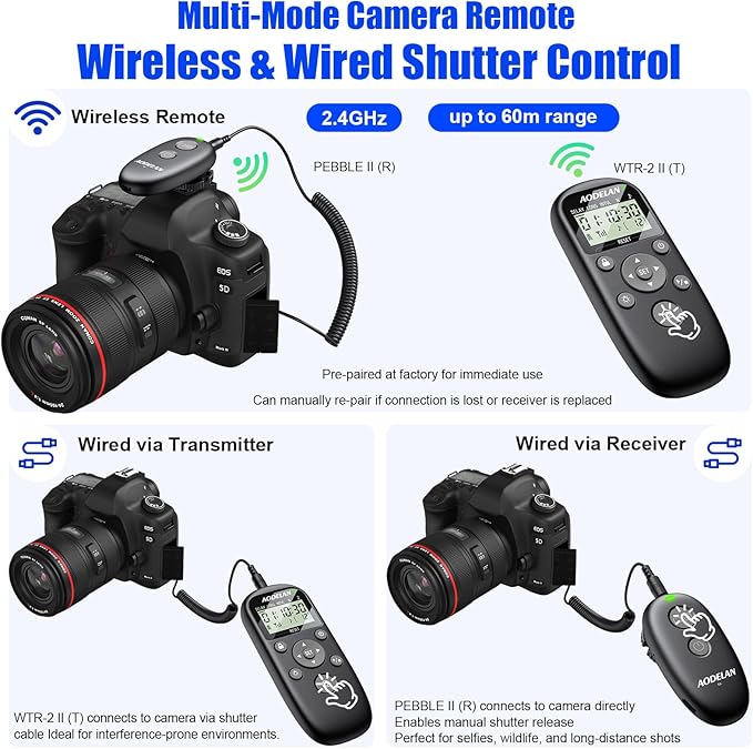 for Nikon Cameras Wireless Rechargeable Timer Shutter Release Remote Control